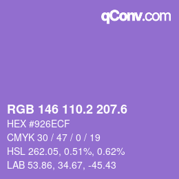 カラーコード: RGB 146 110.2 207.6 | qconv.com