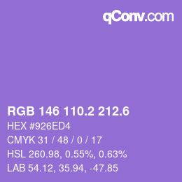 カラーコード: RGB 146 110.2 212.6 | qconv.com
