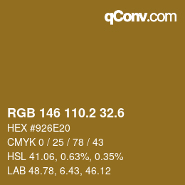カラーコード: RGB 146 110.2 32.6 | qconv.com