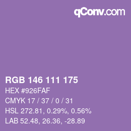 Farbcode: RGB 146 111 175 | qconv.com