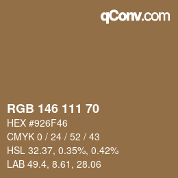 颜色代码: RGB 146 111 70 | qconv.com