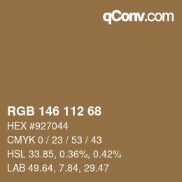 颜色代码: RGB 146 112 68 | qconv.com