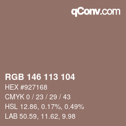 Código de color: RGB 146 113 104 | qconv.com