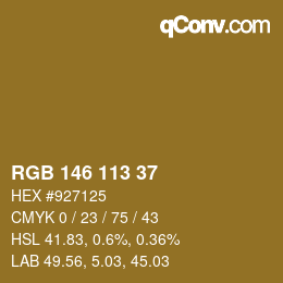 Color code: RGB 146 113 37 | qconv.com