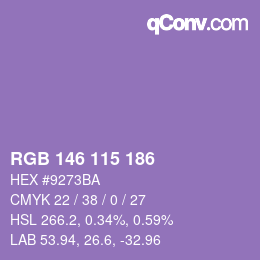 Color code: RGB 146 115 186 | qconv.com