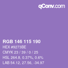 Color code: RGB 146 115 190 | qconv.com