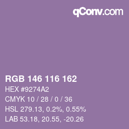 Color code: RGB 146 116 162 | qconv.com