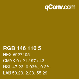 Color code: RGB 146 116 5 | qconv.com