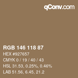 カラーコード: RGB 146 118 87 | qconv.com
