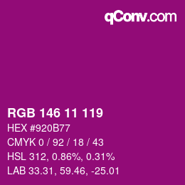 カラーコード: RGB 146 11 119 | qconv.com