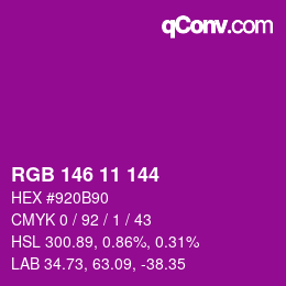 Color code: RGB 146 11 144 | qconv.com