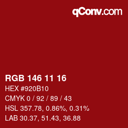 Color code: RGB 146 11 16 | qconv.com