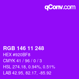 カラーコード: RGB 146 11 248 | qconv.com