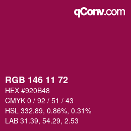 カラーコード: RGB 146 11 72 | qconv.com