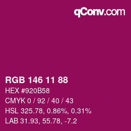 Color code: RGB 146 11 88 | qconv.com