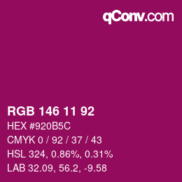 カラーコード: RGB 146 11 92 | qconv.com