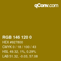 カラーコード: RGB 146 120 0 | qconv.com