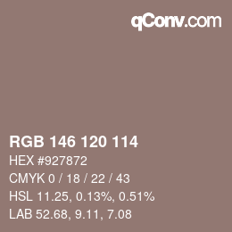カラーコード: RGB 146 120 114 | qconv.com