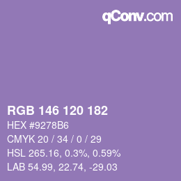 Color code: RGB 146 120 182 | qconv.com