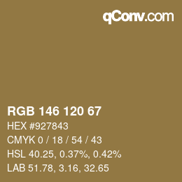 カラーコード: RGB 146 120 67 | qconv.com