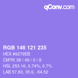 カラーコード: RGB 146 121 235 | qconv.com
