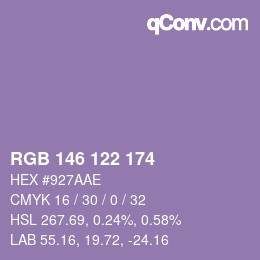 Código de color: RGB 146 122 174 | qconv.com