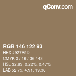 カラーコード: RGB 146 122 93 | qconv.com