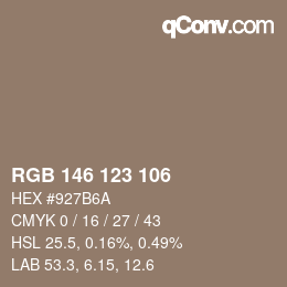 カラーコード: RGB 146 123 106 | qconv.com