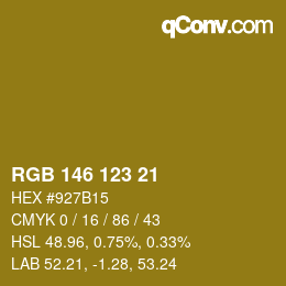 カラーコード: RGB 146 123 21 | qconv.com