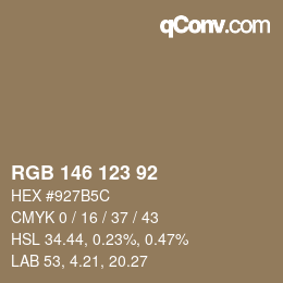 カラーコード: RGB 146 123 92 | qconv.com