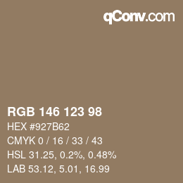 カラーコード: RGB 146 123 98 | qconv.com