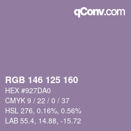 Color code: RGB 146 125 160 | qconv.com