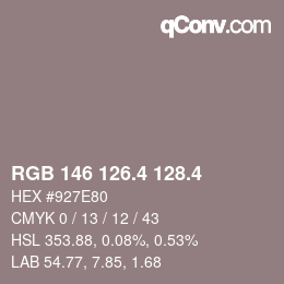 カラーコード: RGB 146 126.4 128.4 | qconv.com