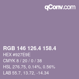 カラーコード: RGB 146 126.4 158.4 | qconv.com