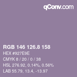カラーコード: RGB 146 126.8 158 | qconv.com