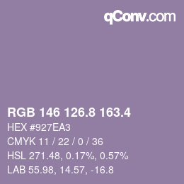 カラーコード: RGB 146 126.8 163.4 | qconv.com