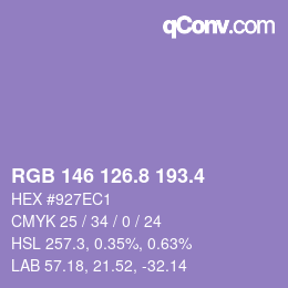 カラーコード: RGB 146 126.8 193.4 | qconv.com