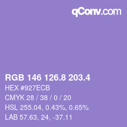 カラーコード: RGB 146 126.8 203.4 | qconv.com