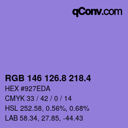 カラーコード: RGB 146 126.8 218.4 | qconv.com