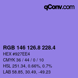 カラーコード: RGB 146 126.8 228.4 | qconv.com