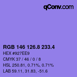 カラーコード: RGB 146 126.8 233.4 | qconv.com