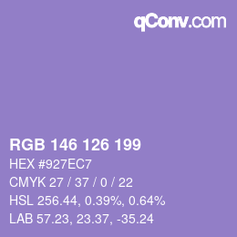 Color code: RGB 146 126 199 | qconv.com