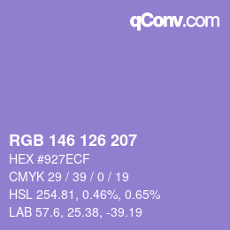 Color code: RGB 146 126 207 | qconv.com
