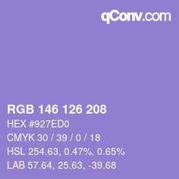 Código de color: RGB 146 126 208 | qconv.com