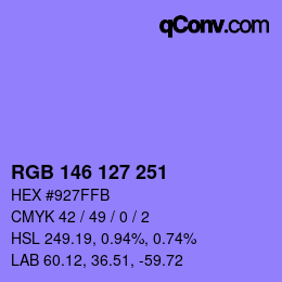 Farbcode: RGB 146 127 251 | qconv.com