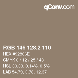 カラーコード: RGB 146 128.2 110 | qconv.com