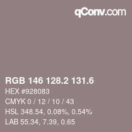 カラーコード: RGB 146 128.2 131.6 | qconv.com