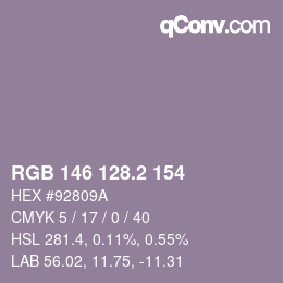 カラーコード: RGB 146 128.2 154 | qconv.com