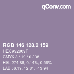 カラーコード: RGB 146 128.2 159 | qconv.com