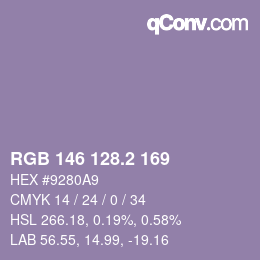 カラーコード: RGB 146 128.2 169 | qconv.com